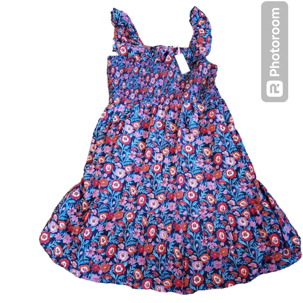 Vineyard Vines Blue and Pink Floral Midi Dress - Picture 6 of 14